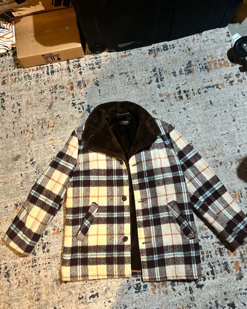 Vintage Shifton California Plaid Sherpa Lined Jacket Size 40